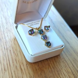 14K Gold Mystic Fire Topaz Set